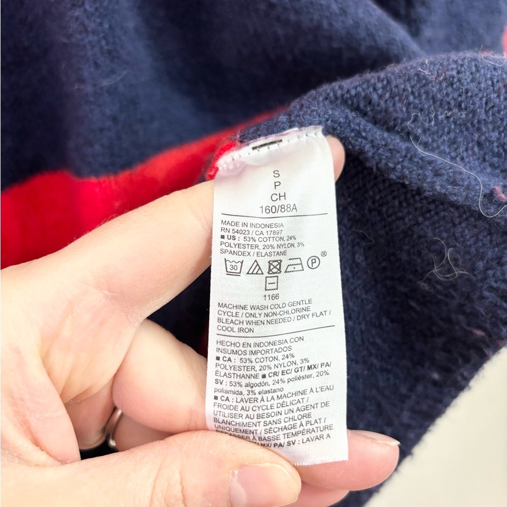 Old Navy SoSoft Cropped Puff-Sleeve Sweater size SM striped red blue - Picture 7 of 9